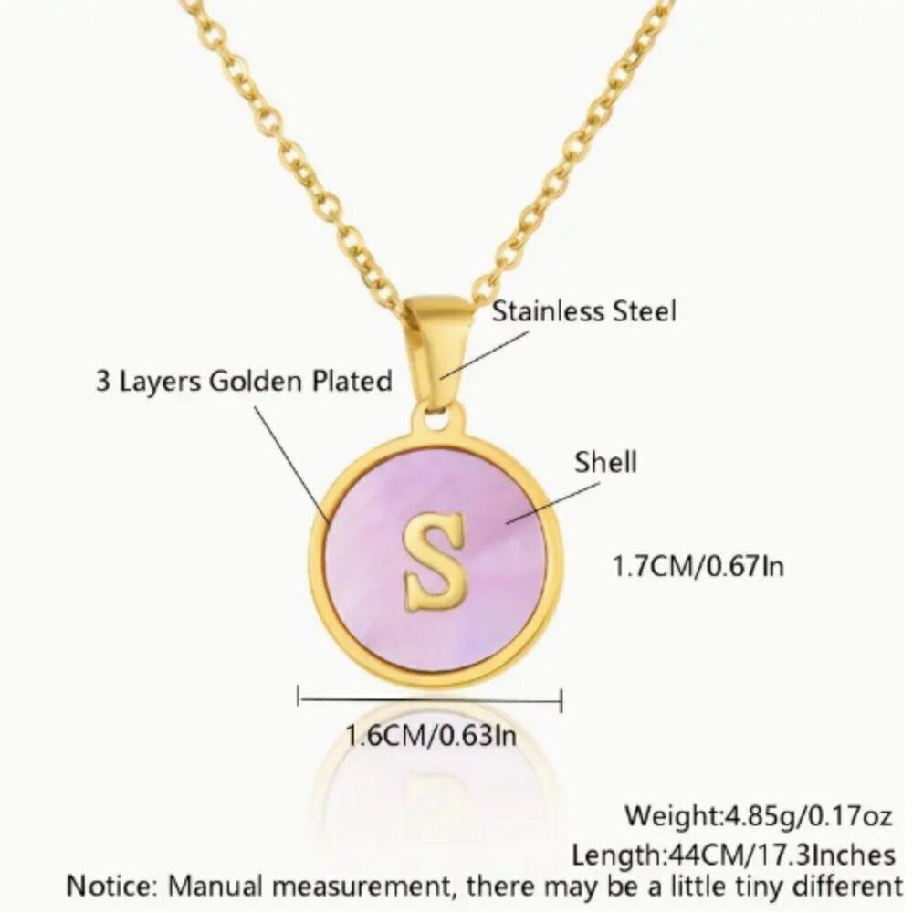 🔅🆕🔅18K Gold Plated Stainless Steel Pink Shell Decor Initial Necklace✨ - Picture 11 of 16